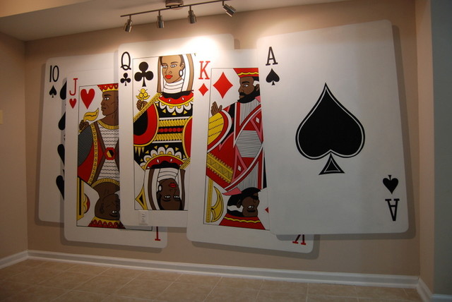 Poker Playing Cards Wall Murals hand painted by Tom Taylor of Wow Effects