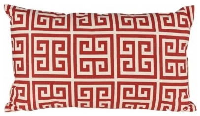 Red Greek Key Lumbar Pillow