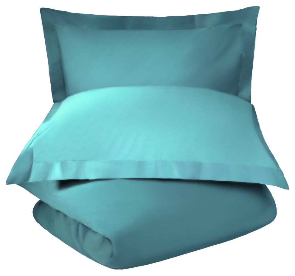 Luxury Cotton Blend Duvet Cover and Pillow Shams, Teal, King/California King