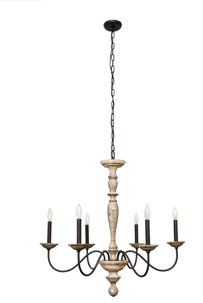 Jane French Country Rustic 6 Light, Chandelier French Provincial