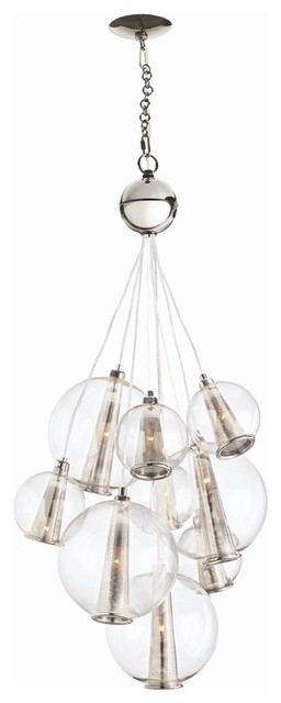 Arteriors Laura Kirar 9-Light Adjustable Cluster Pendant in Polished Nickel