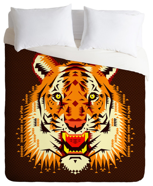 Deny Designs Chobopop Geometric Tiger Duvet Cover Contemporary