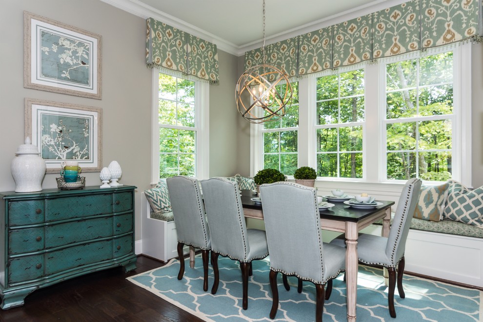 Inspiration for a transitional dark wood floor kitchen/dining room combo remodel in Raleigh