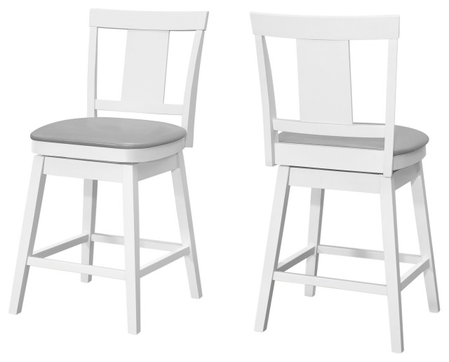 Contemporary 39"H Upholstered Swivel Counter Height BarStool 2Pcs, White Transitional Bar