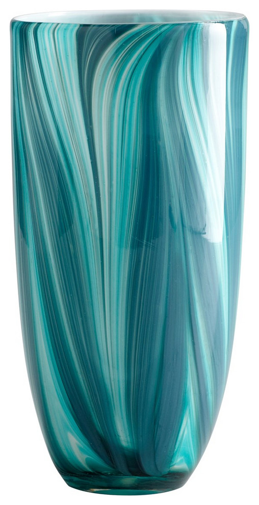 Cyan Large Turin Vase 05182, Turquoise Blue