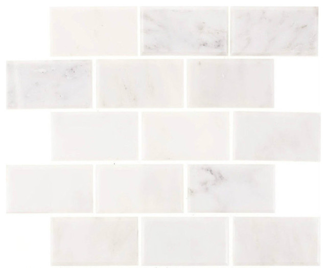 Aspen White Marble Tile Beveled Subway Tile Polished Finish Sample