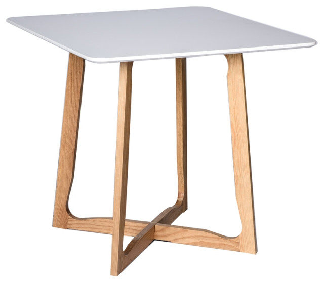 LeisureMod Cedar Black Square Bistro Wood Dining Table With X Shaped