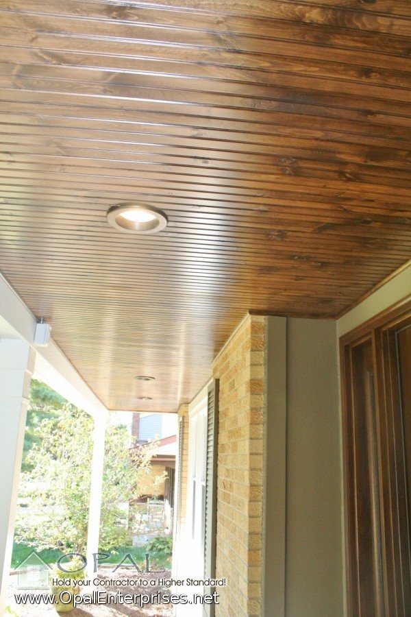 Stained Wood Porch Ceiling Installed By Opal Enterprises In