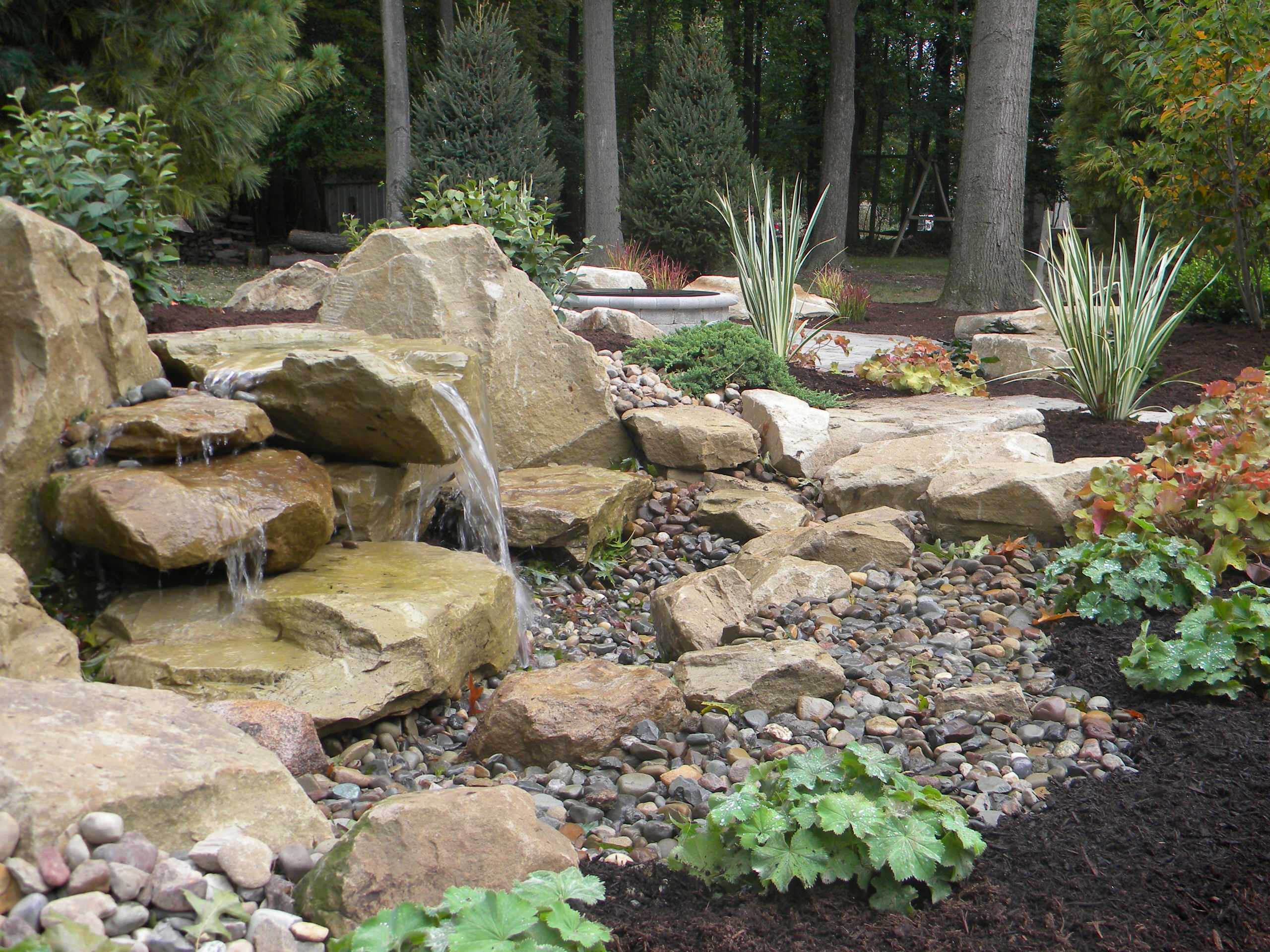 Patio,water feature,landscaping