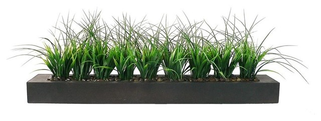 Green Grass in Contemporary Wood Planter