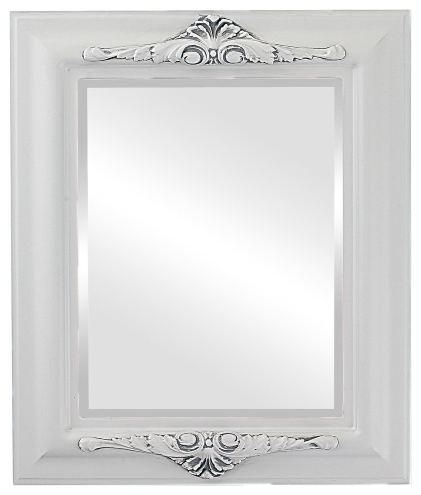 Winchester Framed Rectangle Mirror in Linen White French Country