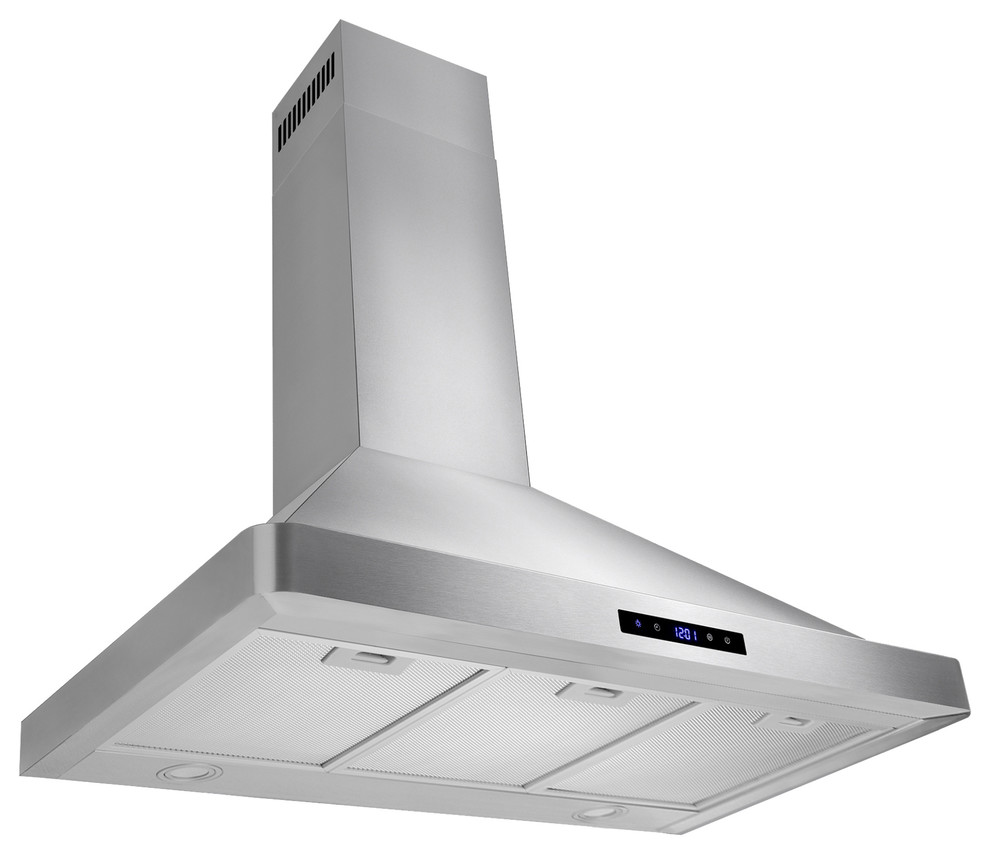 AKDY 36" Wall Mount Range Hood Stainless Steel Touch Panel, Duct/Pipe