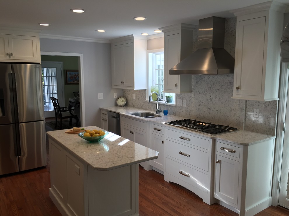 White Kitchen with Full-height backsplash