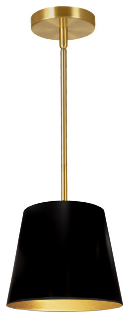 Oversized Drum 1 Light Pendant -Tapered Drum-X-Small-Black/Gold