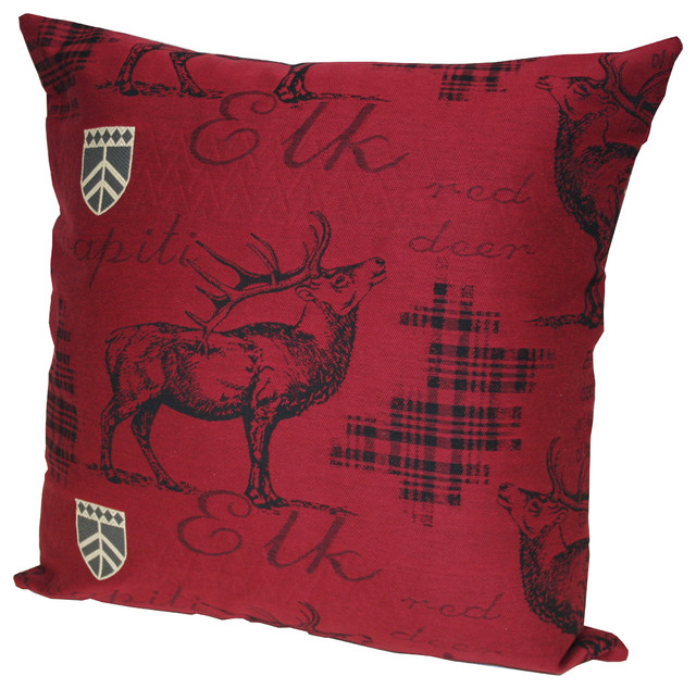 Elk Pillow by RR Design Group, Red, 24"