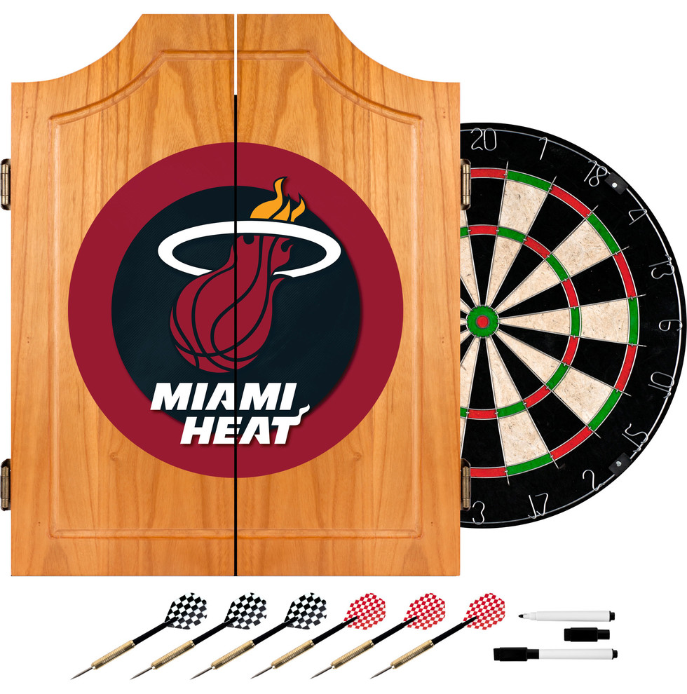 Miami Heat NBA Wood Dart Cabinet Set