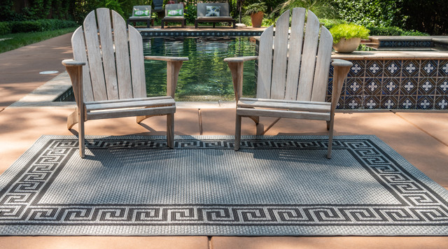 Unique Loom Greek Key Outdoor Rug Contemporary Outdoor Rugs By Esalerugs