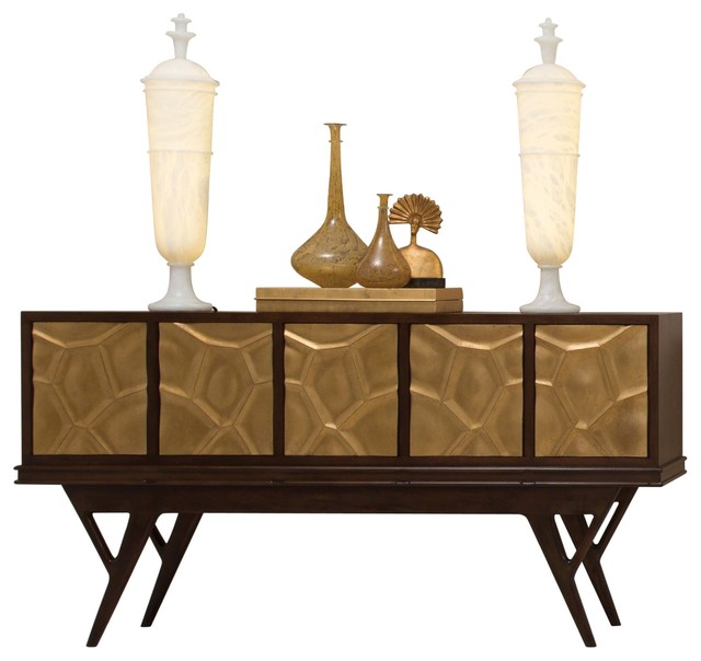 Global Views Mid Century Modern Scandinavian Antique Gold Sideboard