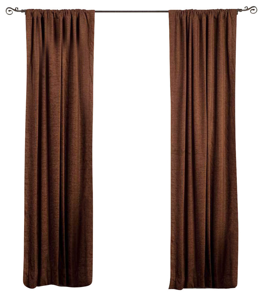 Brown Rod Pocket  Velvet Cafe Curtain / Drape / Panel  - 43W x 24L - Piece