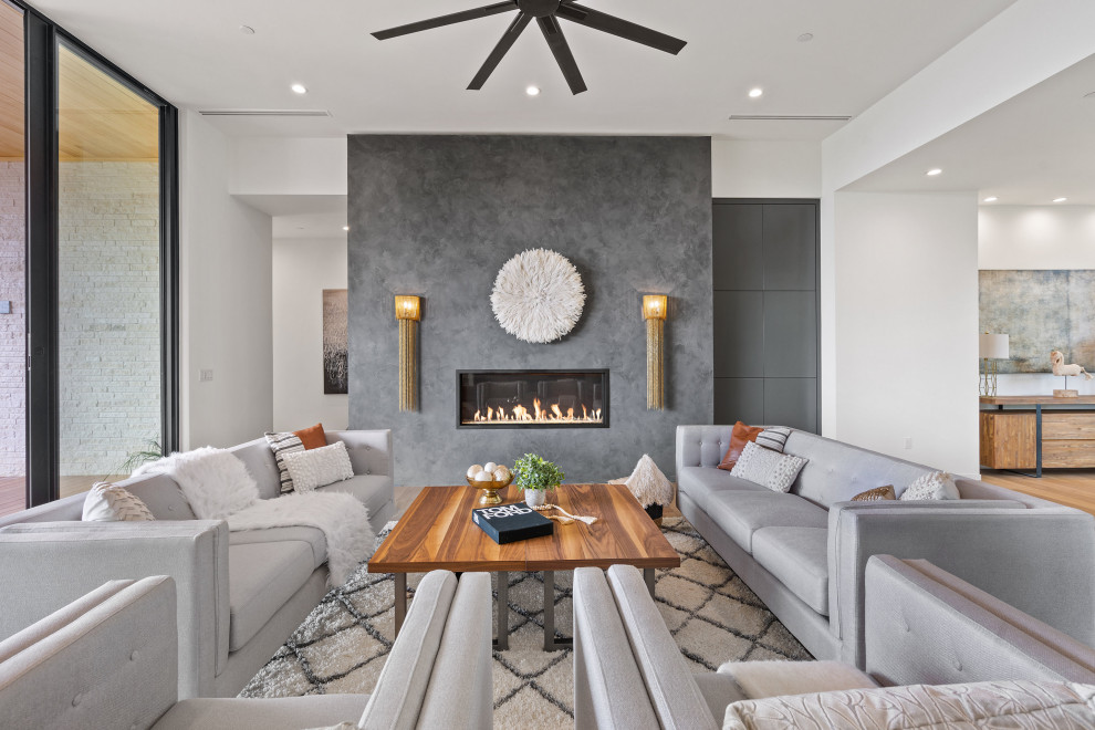 Design ideas for a contemporary living room in Austin.