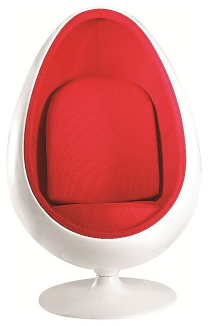 Easter Fiberglass Accent Chair in White/Red