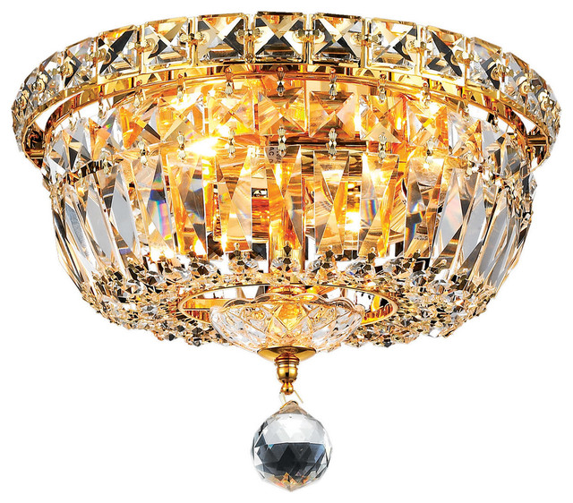 Tranquil 4 Light Gold Flush Mount Clear Spectra Swarovski Crystal