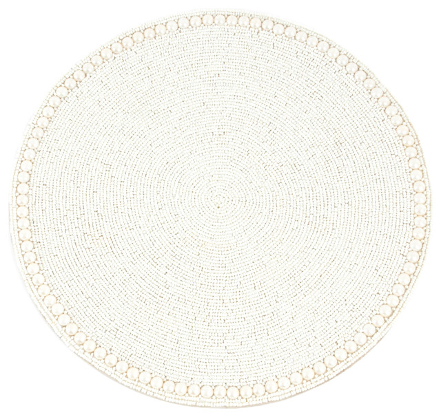 Elegant Hand Beaded Design Round Placemat 1 Piece Contemporary