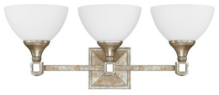 Capital Palazzo 3-Light Silver and Gold Leaf With Antique Mirrors Wall Light
