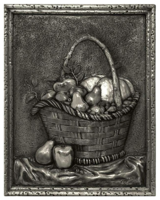Fruit Basket Backsplash Mural, Pewter
