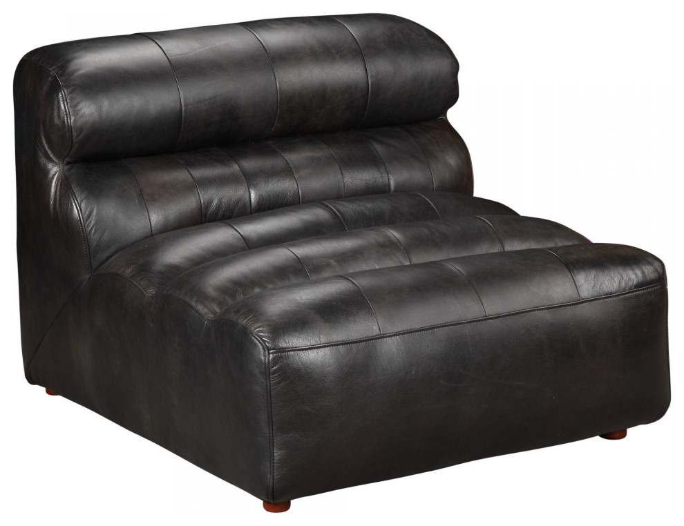 Rylee Leather Armless Chair Antique Black Contemporary Armchairs