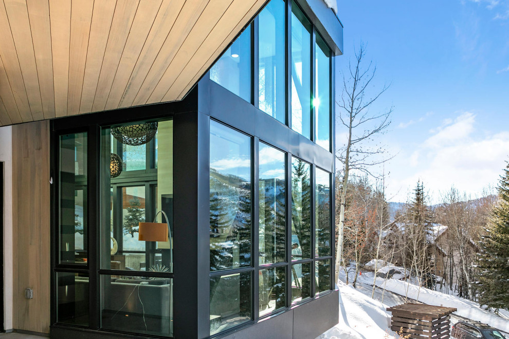 Mountain style home design photo in Denver