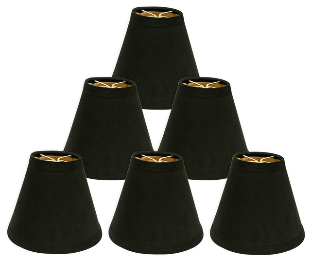 6" Black Hardback Empire Chandelier Shade With Gold Lining