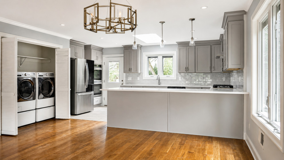 Open Kitchen with Large Island and Pendants