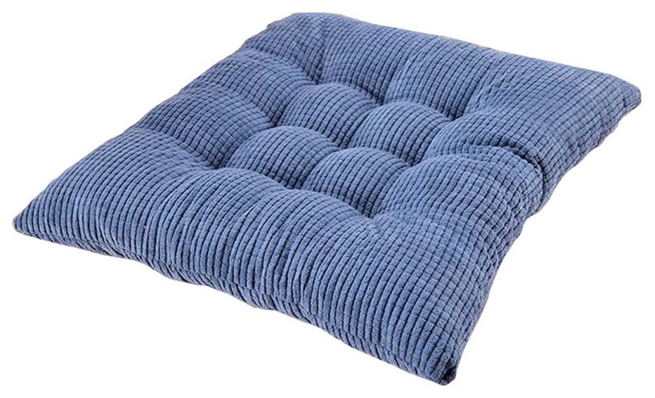 2-Piece Corduroy Home Square Chair Cushion Pads, Blue