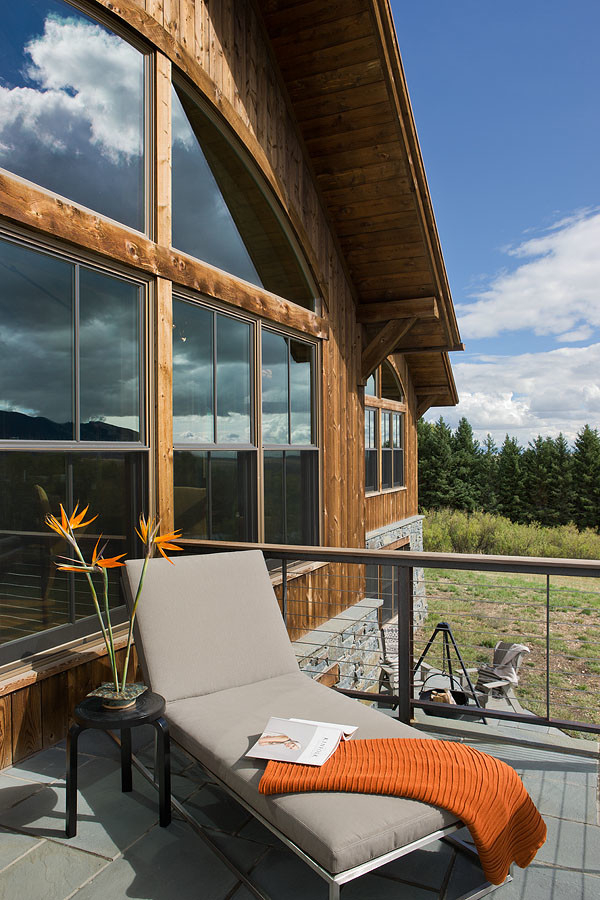 Transitional backyard deck photo with no cover