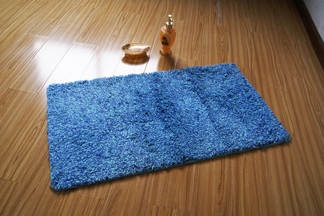 Modern Rectangle Blue Skidproof Bathroom Mat Rug
