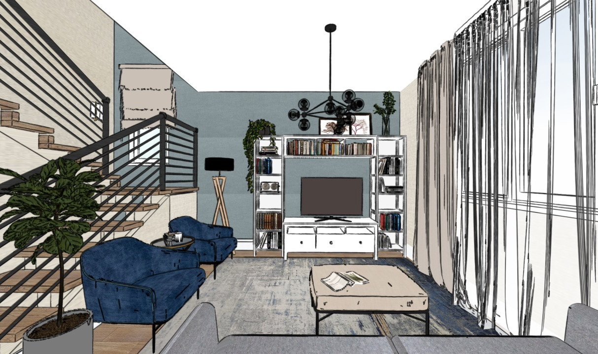 Интерьерные скетчи небольшого частного дома