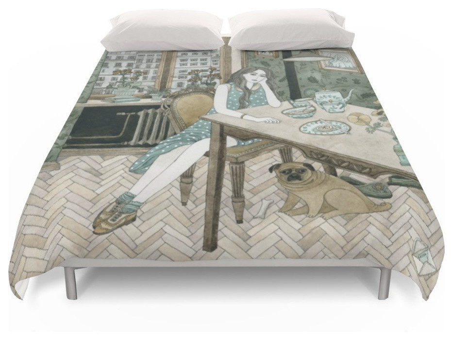 At Home With A Pug Duvet Cover Contemporary Duvet Covers And