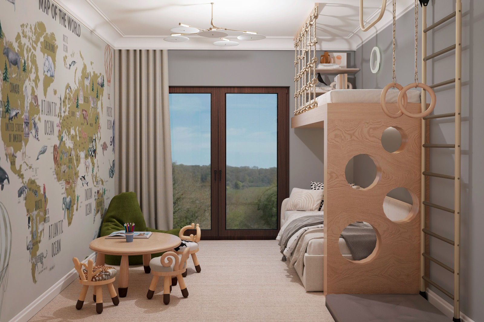 Haus mit Kamin für eine junge Familie