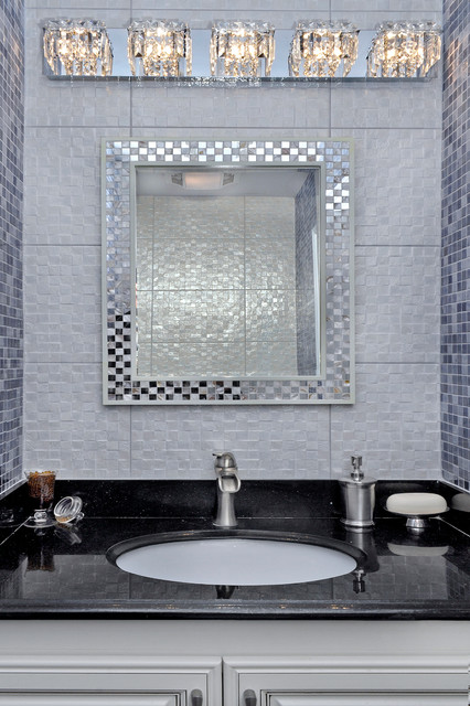 Chrome Bathroom Vanity Light Fixture with Crystal in Modern Bathroom