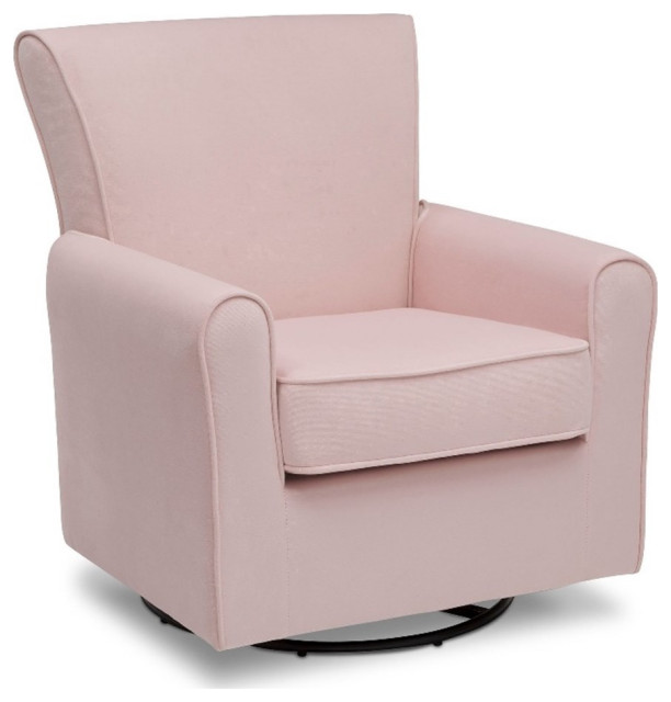 Delta Children Elena Fabric Nursery Glider Swivel Rocker Chair in Blush