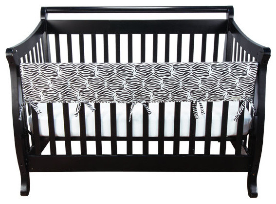 Cribwrap Wide Rail Cover - Long Black And White Zebra Percale