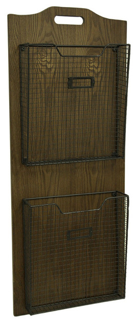 2 Pocket Metal Mesh And Wood Wall Hanging File Organizer Storage 2 Pocket Metal Mesh And Wood Wall Hanging File Organizer Storage Baskets
