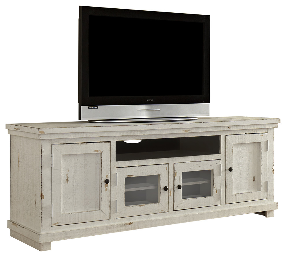 Willow Entertainment 74" Console, Distressed White