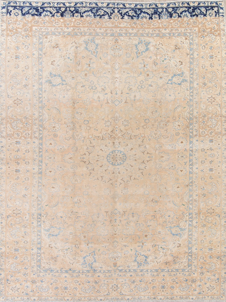 Consigned, Kashan Semi Vintage Persian Handmade Oriental Rug Wool