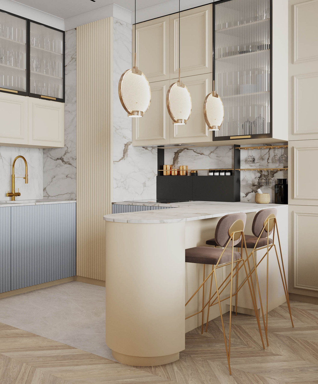 Современная классика. Квартира более 100м2. Кухня