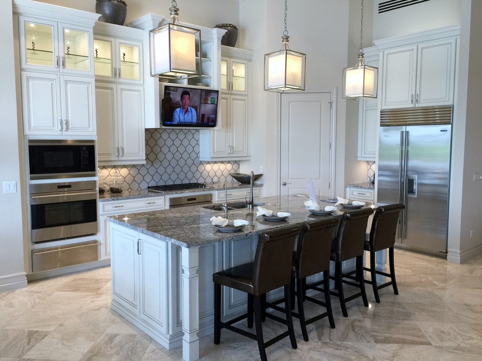 Example of a large transitional kitchen design in Miami
