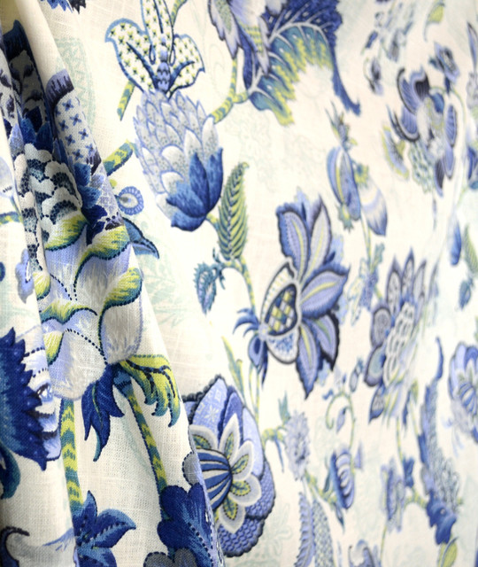Blue Green Curtain Fabric Adelaide Blue Bell Pkaufmann
