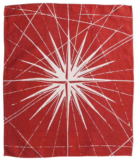 Montauk Compass Rose Hand Towel, Red/White