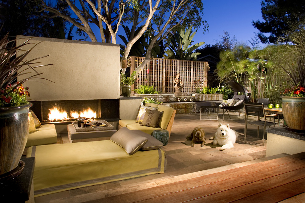 Design ideas for a midcentury patio in San Diego.